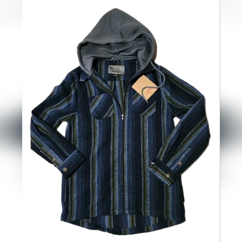 NWT Brooklyn Cloth Hooded Shacket Baja Flannel Zip Jacket Shirt Men's Small New